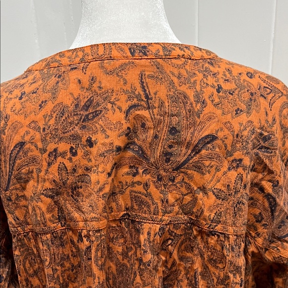 Pilcro Paisley Button-Front Blouse in Mustard and Blue - Picture 6 of 9